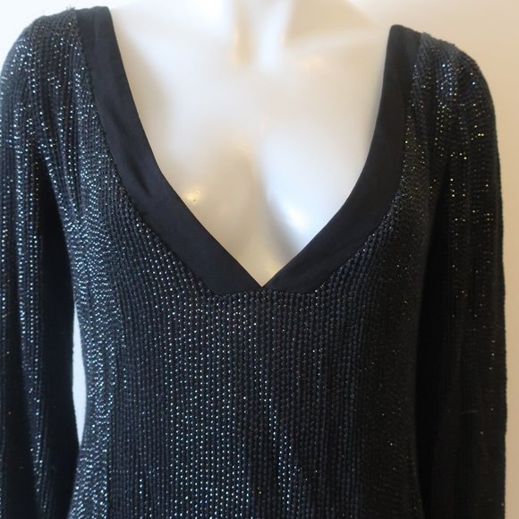 MLV Black V-Neck Beaded Dress Sz S * - Picture 6 of 11